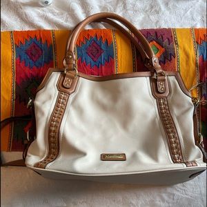 Elegant Cream and Brown Handbag